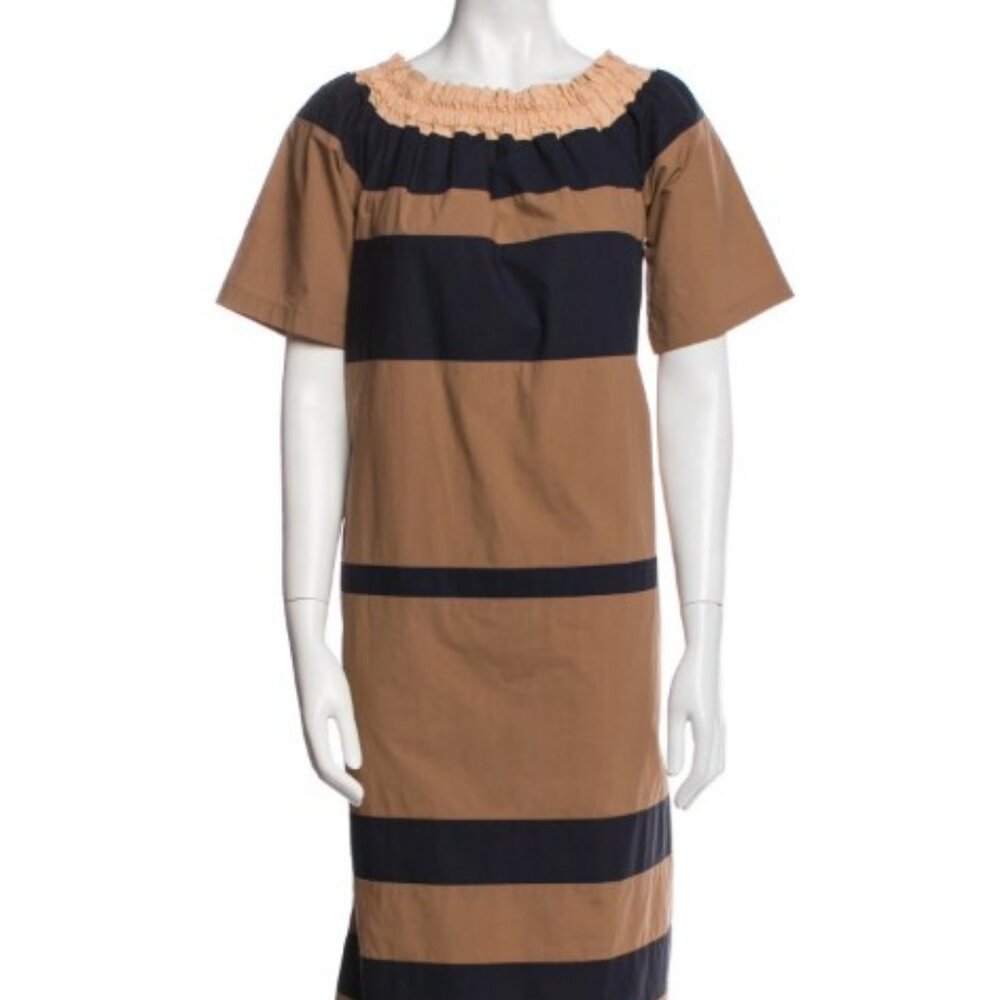 Odeeh Striped Midi Length Cotton Sheath Dress EUC 4 36 small